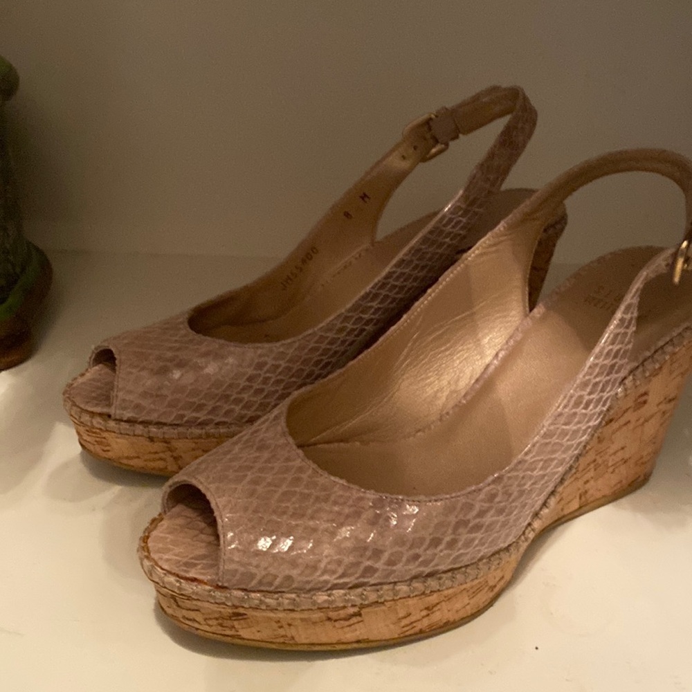 Stuart Weitzman Snakeskin PeepToe wedges. Like brand new . Worn very few times